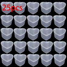 10/25个装透明心形塑料收纳盒 - 透明储物盒，可用于存放珠子、润唇膏、指甲粉等 - 非常适合整理和存放小物件 - 彩色 - 查看 5