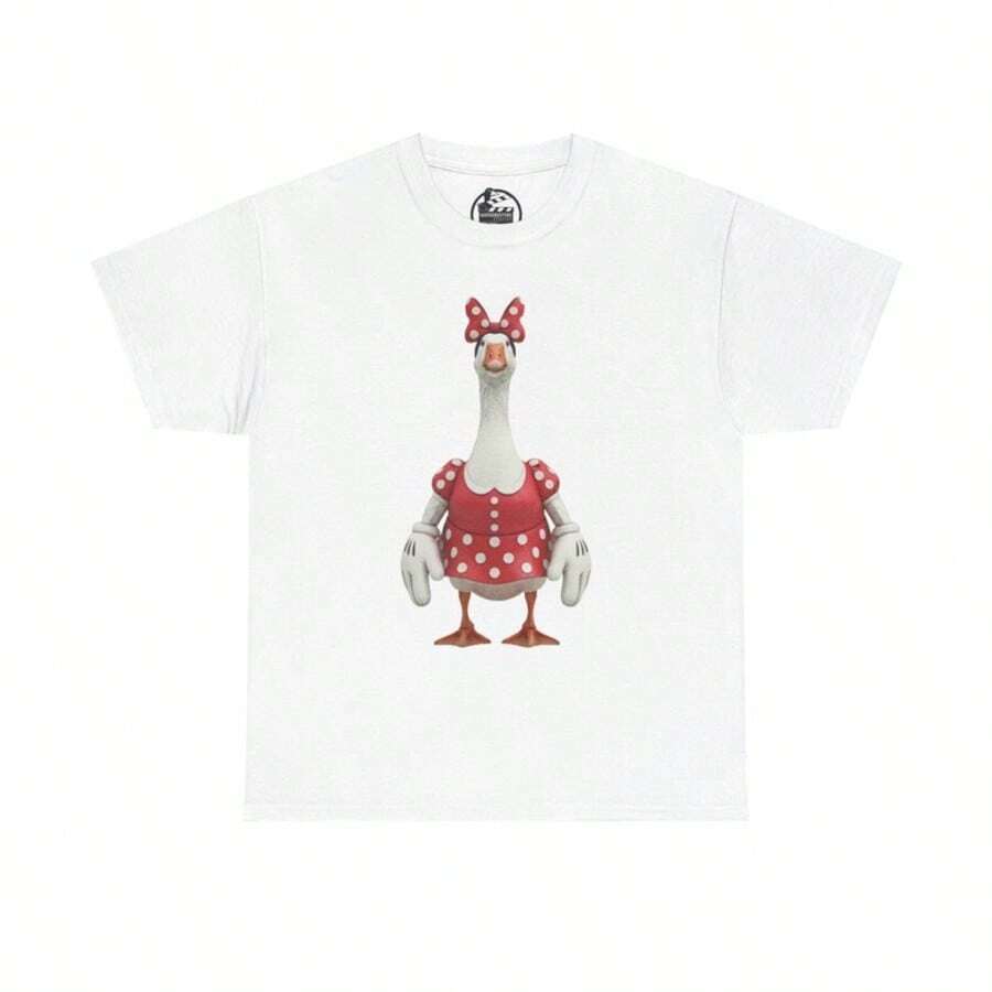 Goose Parody Tee, Unisex Shirt For Fans, Funny Graphic Tshirt, Cartoon Character Top, Disneyland Apparel, Cotton Tee F - 白色 - 查看 1