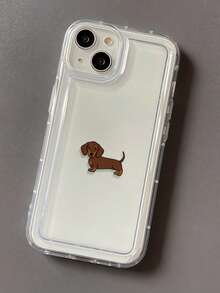 Dog 1pc Cute Dachshund Painted Pattern Transparent Air Cushion Full Coverage Anti-Fall TPU Minimalist Phone Protective Case Compatible With IPhone 17 16 15 14 13 12 11 Pro Max, A55/54/53/52/51, S25/24/23/22/21 Series - Multicolor - View 2