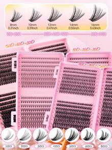 640/600/300 piezas Extensiones de pestañas individuales falsas con rizos D, longitud de 10-16 mm, mezcla de estilos, gran capacidad de racimos de pestañas falsas 10D 20D de estilo mixto, extensiones de pestañas con rizo D, extensiones de pestañas voluminosas y difuminadas, adecuadas para viajes, uso diario para principiantes, bodas, citas, fiestas, festivales, muy adecuadas para regalos de Navidad/Halloween - D - Ver 7