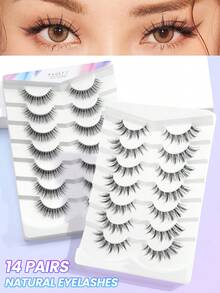 MAGEFY 7/11/14 Pairs Natural Criss-Cross Full Strip Lashes, Transparent Lash Band, Suitable For Daily Wear, Cartoon Style, Travel Essential - Black - View 4