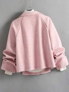 女士时尚简约常规羊毛大衣，适合秋冬季穿着 - 藕粉色 - 查看 2