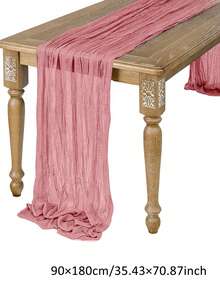 5件套复古粉色褶皱桌旗,可折叠,粉色桌布,派对桌布,节日生日装饰,婚礼装饰,节日家居装饰,派对餐厅餐桌装饰桌布,餐桌中心装饰桌旗,宴会装饰,婚礼桌布,纯色桌旗,乡村婚礼桌布,厨房餐桌桌旗,派对礼物,装饰品 - 粉色 - 查看 12