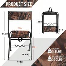 Padded Folding Fishing Chair With Rod Holder For Adults Upgraded Seat Size Outdoor Hunting Picnic Travel Camping Chairs Foldable Portable Ice Fishing Stool For Lawn Patio Garden Beach Hiking - Leaf Camouflage - View 3