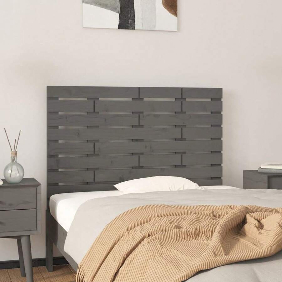 Testiera a muro vidaXL grigia 96x3x63 cm in legno massello di pino - Multicolore - Visualizzare 1