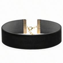 1pc Exaggerated Wide Flocked Ribbon Choker Necklace, Flocked Collar Neck Chain Suitable For Party, Wedding, Daily Wear - Multicolor - View 3