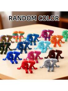 3D Printed 67 Number Figurine, Posable Joints Allows Adjustable Poses, Creative Fashion Decor For Wedding, Valentine's Day, Desk Decoration, Collectible, Suitable For Living Room, Bedroom, Office, Perfect Holiday Gift - Multicolor - View 9