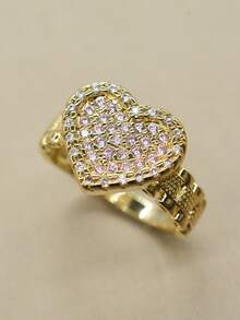 Nhẫn hình trái tim bất đối xứng thời trang nữ, quà tặng trang sức hàng ngày, tiệc tùng, Giáng sinh, Lễ tạ ơn - Vàng - Xem 15