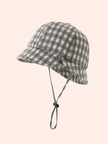 1pc Baby/Toddler Retro Plaid Bucket Hat, Fashionable Korean Style, Warm & Sun-Shading, Suitable For Autumn/Winter - Multicolor - View 6