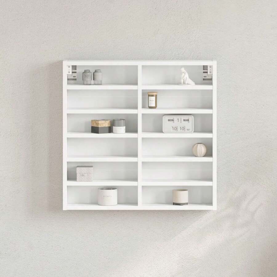 Vitrine vidaXL, blanche, 60 x 8,5 x 58 cm, matériau à base de bois - Multicolore - Voir 1