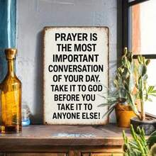 CIFbuy 1PC Vintage Tin Sign 2D Flat Wall Art 8x12 Inches, Prayer Is The Most Important Conversation Quote Inspirational Metal Plaque, M - Nhiều màu - Xem 4