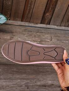 Women's Spring New Chain Loafers, Soft Leather Penny Loafers Slip-On Flat Shoes - Pink - View 2