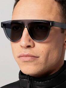 1 PC Men's Geometric Frame Stylish Glasses, Lightweight Lenses Suitable For Beach Parties - Multicolor - View 1