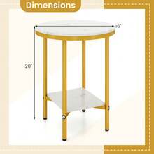 1PC/2PCS 2-Tier Round Coffee Table With White Faux Marble Top, Metal Frame And Storage Shelf Living Room End & Side Tables Bedroom Nightstand Outdoor Porch Coffee Table - Trắng và vàng - Xem 4