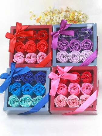 1 pieza Jabón de baño con aroma a flor, Jabón de baño con aroma a flor, Jabón de baño con forma de pétalo de rosa, Jabón de baño suave con aceite esencial de rosa, Juego de regalo del Día de San Valentín con ramo de pétalos de rosa con aroma, Jabón de baño y ducha con flores secas artificiales, Recuerdos de boda, Recuerdos de fiesta de boda, Día de la Madre