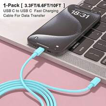 USB-C 轉 Type-C 充電數據線 [3.3ft/6.6ft] 長距離快充線，USB-C 電源線，相容 iPhone 17/16/15 Pro/Pro Plus/Pro Max，相容 Galaxy S26/S25/S24/S23/S22、Pro/Air 等更多機型，手機充電線 - 藍色 - 查看 3