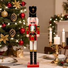 Wooden Nutcracker Soldier Figurine, Christmas Ornaments For Tree, Nutcracker Puppet For Kids, Desktop Decor, Christmas Gifts For Family, Home Christmas Decorations 2025 - 黑色 - 查看 5