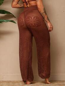 BROWN BEACH COVER-UP PANTS - 鏽棕色 - 查看 2