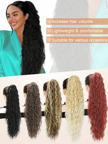 Ponytail Extension, 26 Inch Bohemian Style Drawstring Ponytail Hair Extensions For Women, Long Curly Wavy Pony Tail Natural Synthetic Hairpiece For Women - Multicolor - View 7