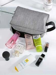 1pc Custom Name Men's Makeup Bag,Personalized Makeup Bag, Custom Fashion Tote Bag, Personalized With Names And Text, Large Capacity Cosmetic Bag, Personalized Gifts For Groomsmen And Bridesmaids, Makeup Organizer, Monogrammed Toiletry Bag, Featuring Multiple Compartments For Cosmetics And Toiletries, Suitable For Both Men And Women, Portable Travel Bag, Ideal For Basic Beauty & Shaving Essentials