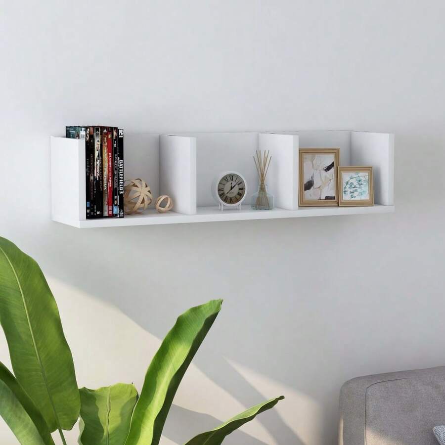 Estantería de pared vidaXL para CDs, blanca, 75 x 18 x 18 cm, material a base de madera. - Multicolor - Ver 1