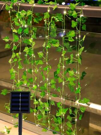 1串4/5/7米20/30/50颗LED太阳能西瓜叶灯串，适用于房间、客厅、阳台、绿色装饰、婴儿房、氛围灯、满月派对、生日派对、一周岁生日礼物、卧室仙女灯、花园、别墅装饰灯、西瓜叶装饰灯、户外太阳能藤蔓叶灯、圣诞藤蔓叶装饰LED灯串、仙女灯、露营灯