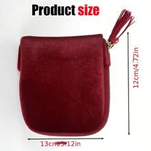 1pc Luxury Velvet Jewelry Storage Bag, With Zipper Closure And Tassel Decor - Soft Lining, Portable Travel Box, For Storing Bracelets, Watches, Earrings - Elegant Gift For Women/Mother's Day ,Room Decor - Multicolor - View 3