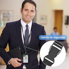 2 Piezas Porta Gafete Hombres y Mujeres, Porta Credencial Vertical, Con Mosquetn Retrctil y Lanyard Desmontable, Porta Credenciales para Tarjetas de Identificacin, Tarjetas de Acceso y Pases. - Negro - Ver 4