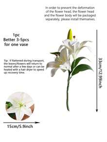 1/2/3/5/6 件丝绸橡胶人造百合花，高 33 厘米，适用于插花、家居装饰、花瓶、花园、窗台、婚礼、派对、感恩节、父亲节，高品质假花