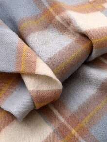 1pc 100% Wool Plaid Scarf For Women, High-Quality Shawl, 2025 New Design, Winter Neck Warmer, Birthday Gift - Baby Blue - View 2