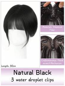 合成3D透气刘海假发 女款 自然无缝 高温假发 头顶替换罩 白色假刘海 - 彩色 - 查看 15