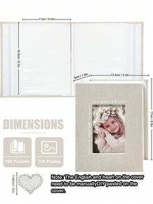 Album ảnh có ngăn lưu niệm và ngăn dọc, Sách ảnh có ngăn viết, Thích hợp cho đám cưới, em bé, Ngày của mẹ, Màu xanh ngọc - Nhiều màu - Xem 11