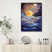 1件套5D DIY钻石画套装 - 梦幻星空、月亮、凤凰钻石画，跨境独家DIY手工钻石装饰画，客厅卧室墙面艺术，圣诞装饰 - 彩色 - 查看 3