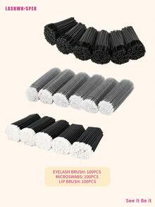 睫毛延长用品套装 一次性睫毛卷刷 微型棉签刷 睫毛膏棒 唇刷 - 彩色 - 查看 13