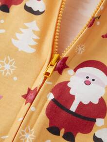 Family Matching Christmas Jumpsuits Pajamas Letter/Santa/Tree/Print Hooded Long Sleeve Playsuits Autumn Zipper Long Rompers - Yellow Dad - View 10