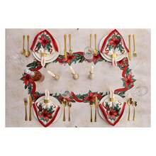 Poinsettia Tablecloth 52x52 - Christmas Fabric Tablecloth For Holiday Dining, Xmas Decor, Winter Table Setting, Square Table Cover - Multiwarna 48 - View 5