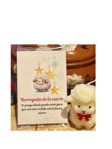 Vela borrego grande de la abundancia de 10 cm con tarjeta y bolsa de tul - Blanco - Ver 3