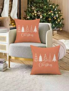 2pcs Christmas Linen Blend Breathable Cushion Covers, Santa Claus, Christmas Numbers, Reindeer, Snowman, Snowflake, Christmas Decor, Merry Christmas Gifts, Hypoallergenic Polyester Material, Hidden Zipper, No Filling, Suitable For Home Decor, Living Room, Throw Pillow Cases, Pillow Covers, Cushions, Cushion Covers, Sofa Decorative Pillows, Decorative Sofa Pads, Home Decor, Soft Pads - Multicolor - View 2