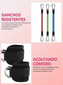 Conjunto de equipo de entrenamiento físico de 12 piezas, incluye anillo de tobillo elástico, 5 piezas Bandas Elásticas Fitness Resistencia para Hombre Mujer, banda de resistencia de cadera y pierna, Cintas Musculación de Látex Natural con Bolsa Almacenamiento, banda de resistencia con hebilla de tobillo con moldeador de glúteos y piernas, adecuado para el entrenamiento de fuerza de cadera y piernas, entrenamiento de resistencia y tensión de pierna, Yoga, Gimnasio - Multicolor - Ver 5