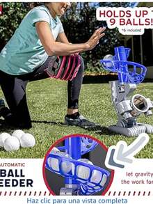 Franklin Sports MLB Máquina de Lanzamiento de Bolas de béisbol, electrónica, Altura Ajustable, lanzamientos de Bolas Cada 7 Segundos, Incluye 6 Pelotas de béisbol de plástico - Azul - Ver 5