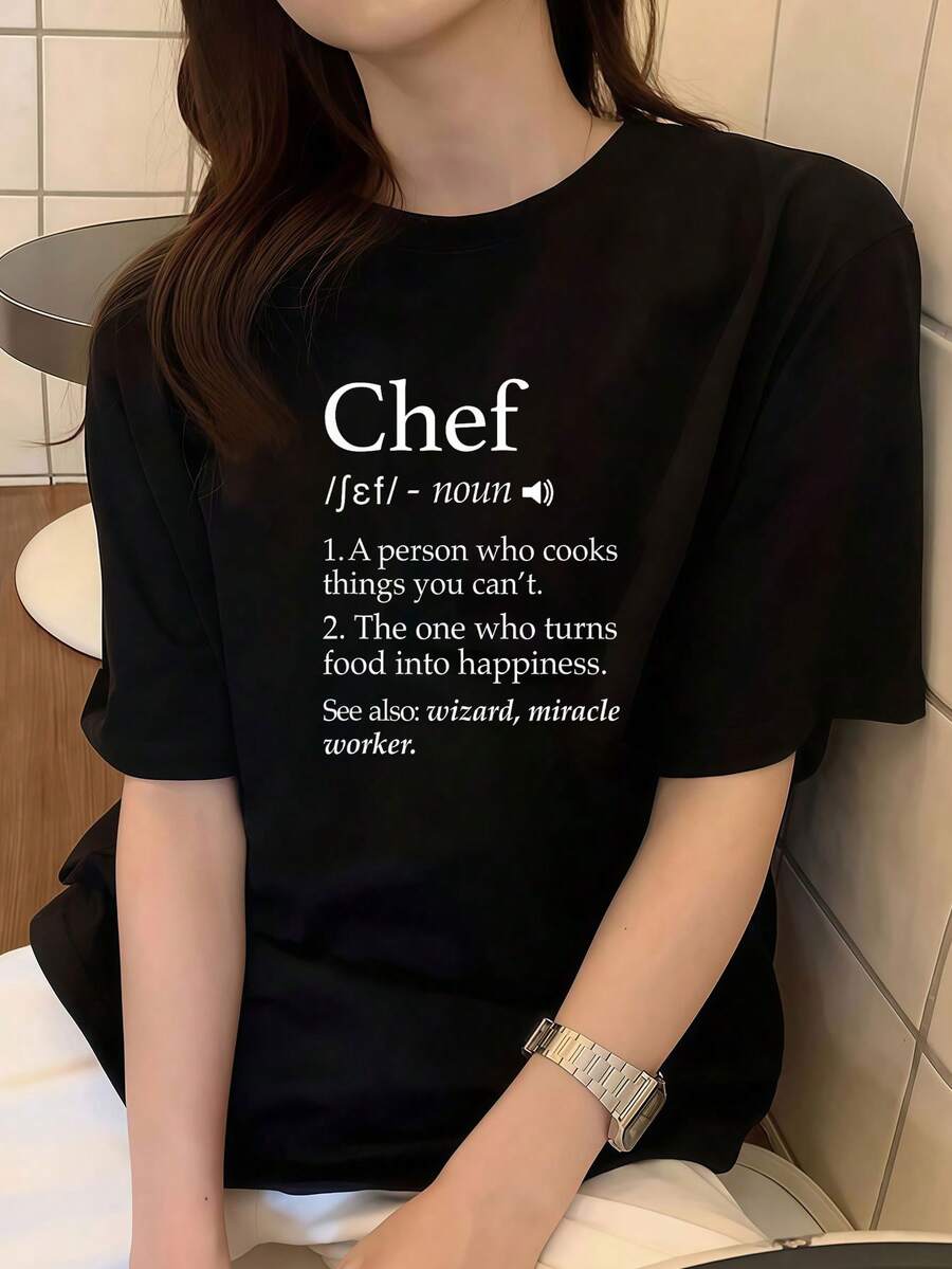 Camisetas Genérico Camisetas y Bolsillo, con la definición de Chef y una Frase Divertida. Regalo para Chefs. Camisetass de algodón de Alta Calidad Camiseta de manga corta de algodón de 220 g, impresión por una cara - Negro - Ver 1