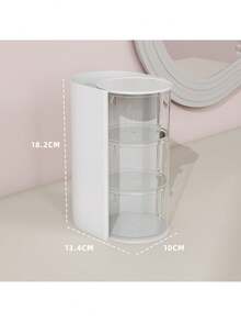 Caja de almacenamiento giratoria de varios niveles, estantería de almacenamiento para mesa, tocador, soporte para lápiz de cejas, soporte para bolígrafos, compacto de polvo, caja de cajones, pasador de pelo, caja de almacenamiento para diademas, caja de exhibición a prueba de polvo, peine, gafas, cepillo, lápiz, caja de pelo de plástico simple y práctica. - Multicolor - Ver 8