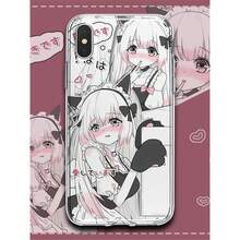 Yandere Lolita anime case kawaii goth drop universal fit 17 16 15 14 13 12 11 Pro Max 8 X XS fingerprint-proof fashion edgy street-culture Christmas funda protectora navideña diseño manga regalo colección navidad accesorio para proteccion de móvil - Negro - Ver 1