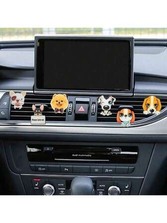 奶牛图案出风口夹 - 可爱小牛车香薰空气清新剂出风口夹挂件 - 2D 平面亚克力小牛空调夹汽车出风口装饰配件，男女皆宜