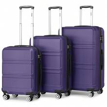 20 24 28 32 Inch Suitcase ABS PC Hard Shell Luggage Carry On Cabin Check In XL Extra Large Lightweight Spinner Wheels TSA Lock 3 Piece Set Travel - Purple - View 3