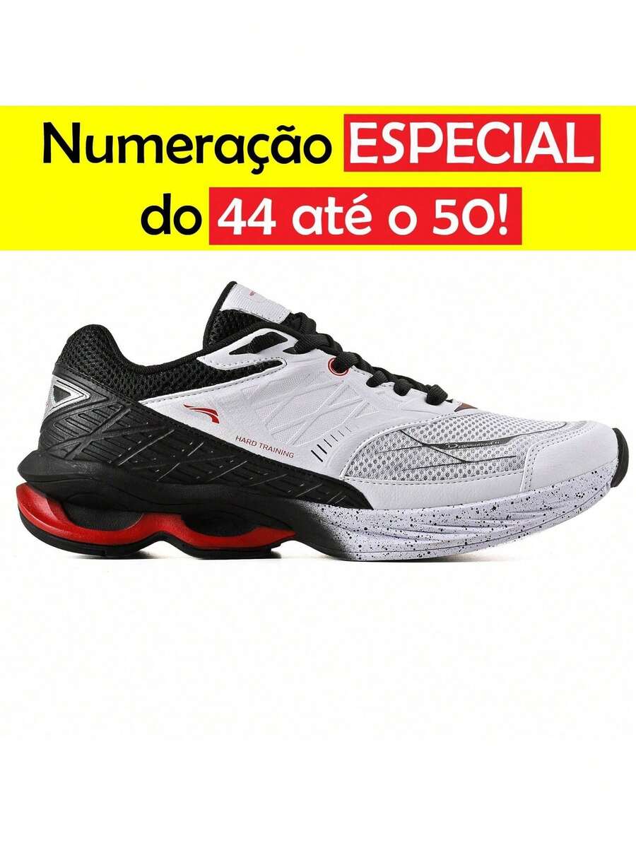 Men's Cushioned Sneakers Sizes 44 45 46 47 48 Special Size Gym And Walking - 白色 - 查看 1