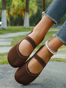 Nuove ballerine a righe alla moda per donne, scarpe casual con suola morbida, adatte per uso interno ed esterno, regalo ideale per le vacanze - Castano - Visualizzare 6