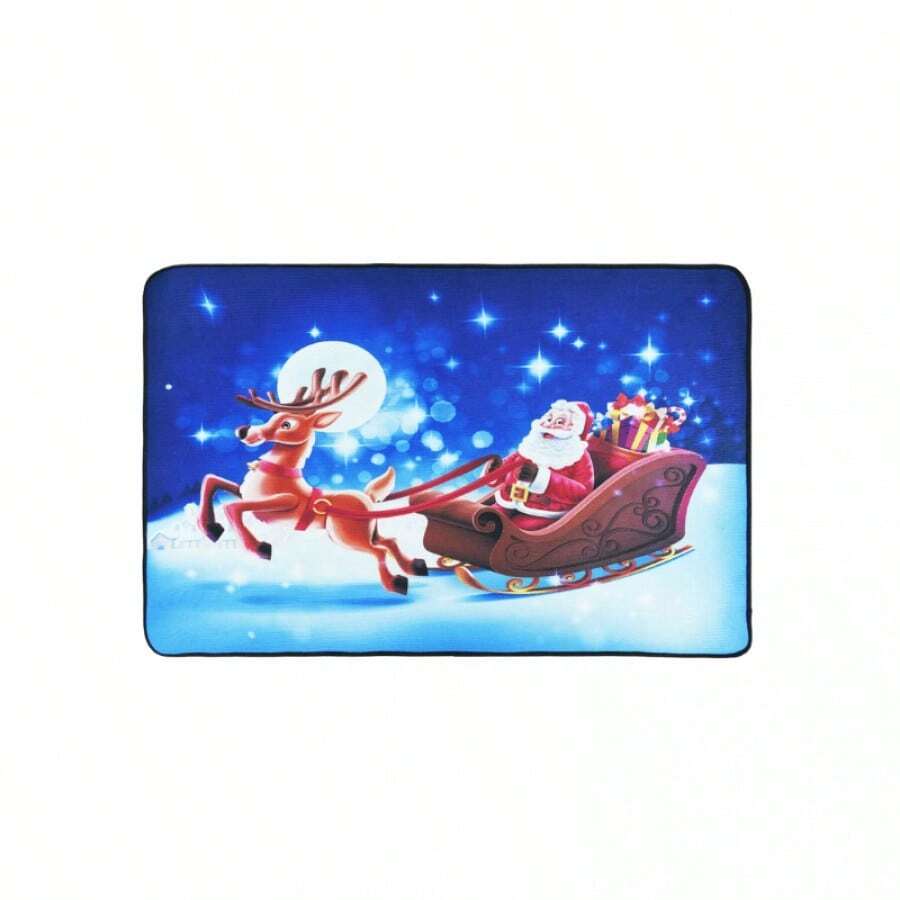 Tapete de terciopelo de cristal estampado de 750 g, 50 x 80 cm, estilo navideño - Azul - Ver 1