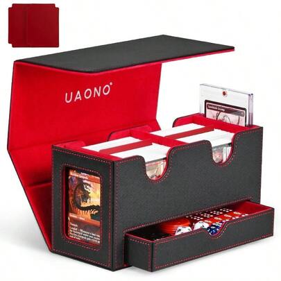 Caja para tarjetas MTG, caja de almacenamiento de tarjetas doble con 2 pantallas de comandante y bandeja de dados, se adapta a ms de 200 tarjetas de doble manga, organizador de tarjetas para tarjetas
