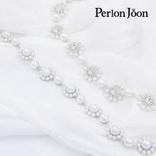 1 Yard Pearl Rhinestone Trim Chain Silver Crystal Diamond Beaded For Sewing Clothing Cake Cup Blazer Dresses Decoration - Silver-2 - View 3